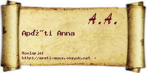 Apáti Anna névjegykártya