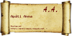 Apáti Anna névjegykártya